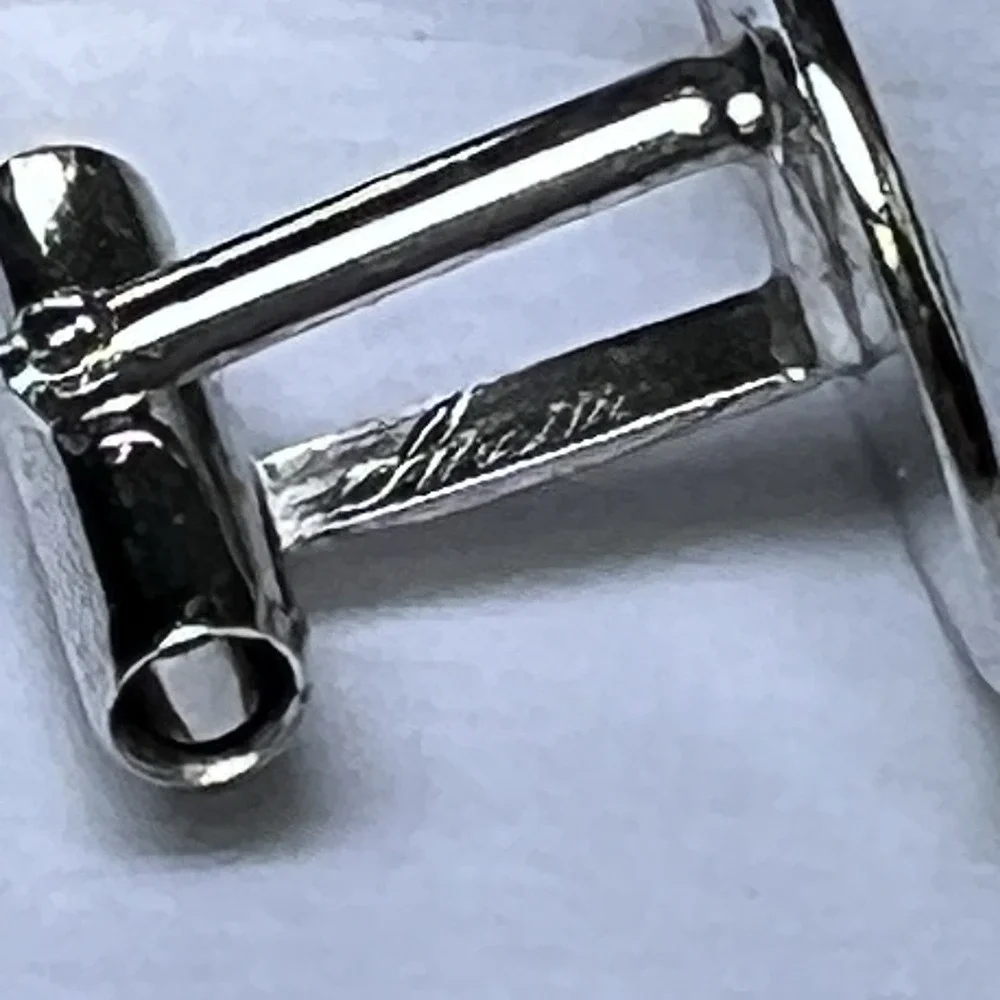 MEF Monogram Letter Engraved Sterling Silver Vintage ANSON Cuff‎ Links Tie Clip